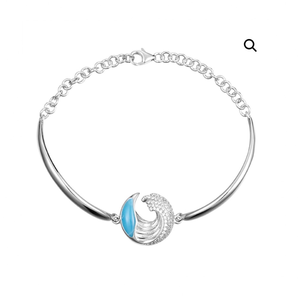 Wave Larimar Bracelet Sterling Silver